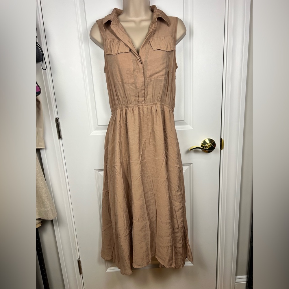 And Now This - Sleeveless Tan Maxi Dress
